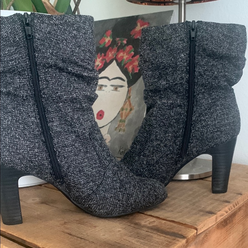 Kelly & Katie Gray Heeled Boots with Classic Silhouette